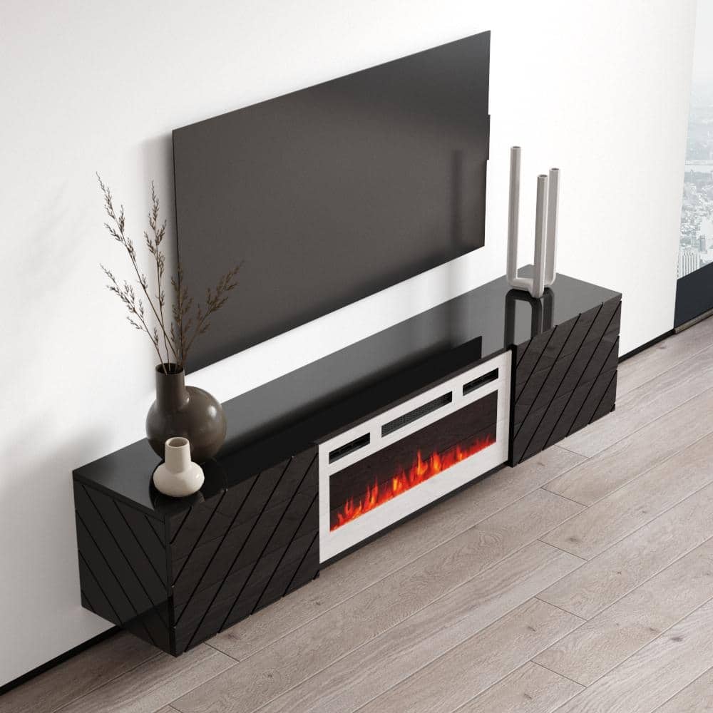 Luxe WHEF Wall Mounted Electric Fireplace Modern 72" TV Stand On